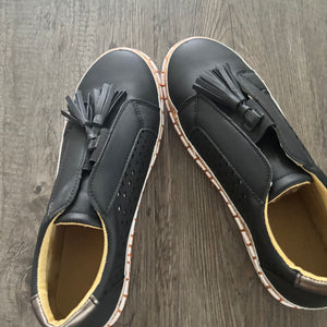Black tassel espadrille sneakers