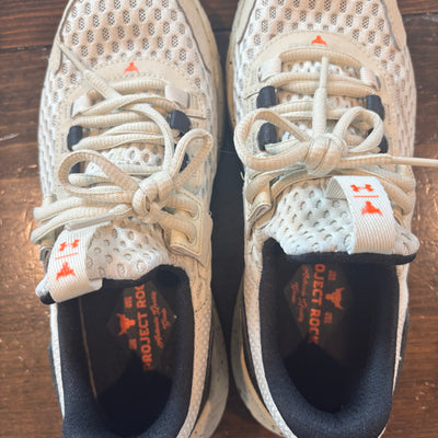 Under Armour Cream Mesh Sneakers with Orange Accents