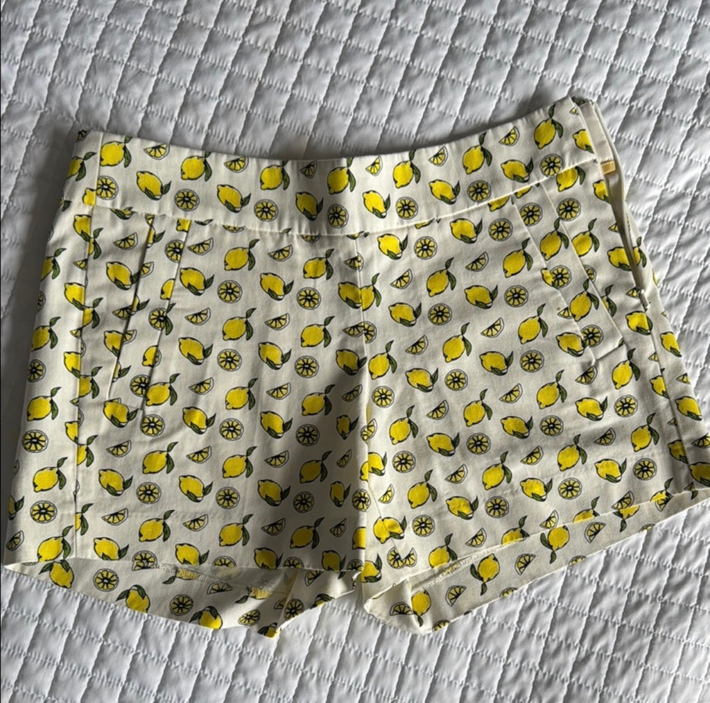 J. Crew High Waist Lemon Print Shorts - Yellow and Cream