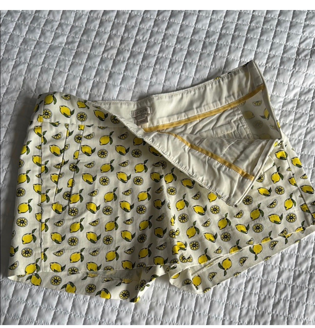 J. Crew High Waist Lemon Print Shorts - Yellow and Cream