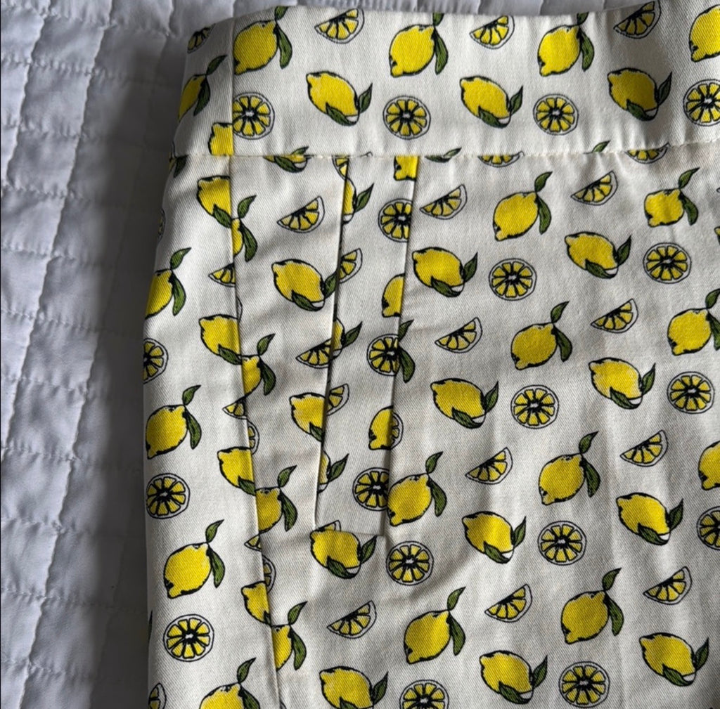 J. Crew High Waist Lemon Print Shorts - Yellow and Cream
