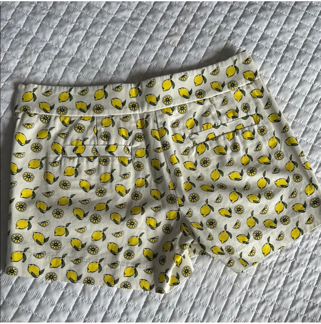 J. Crew High Waist Lemon Print Shorts - Yellow and Cream