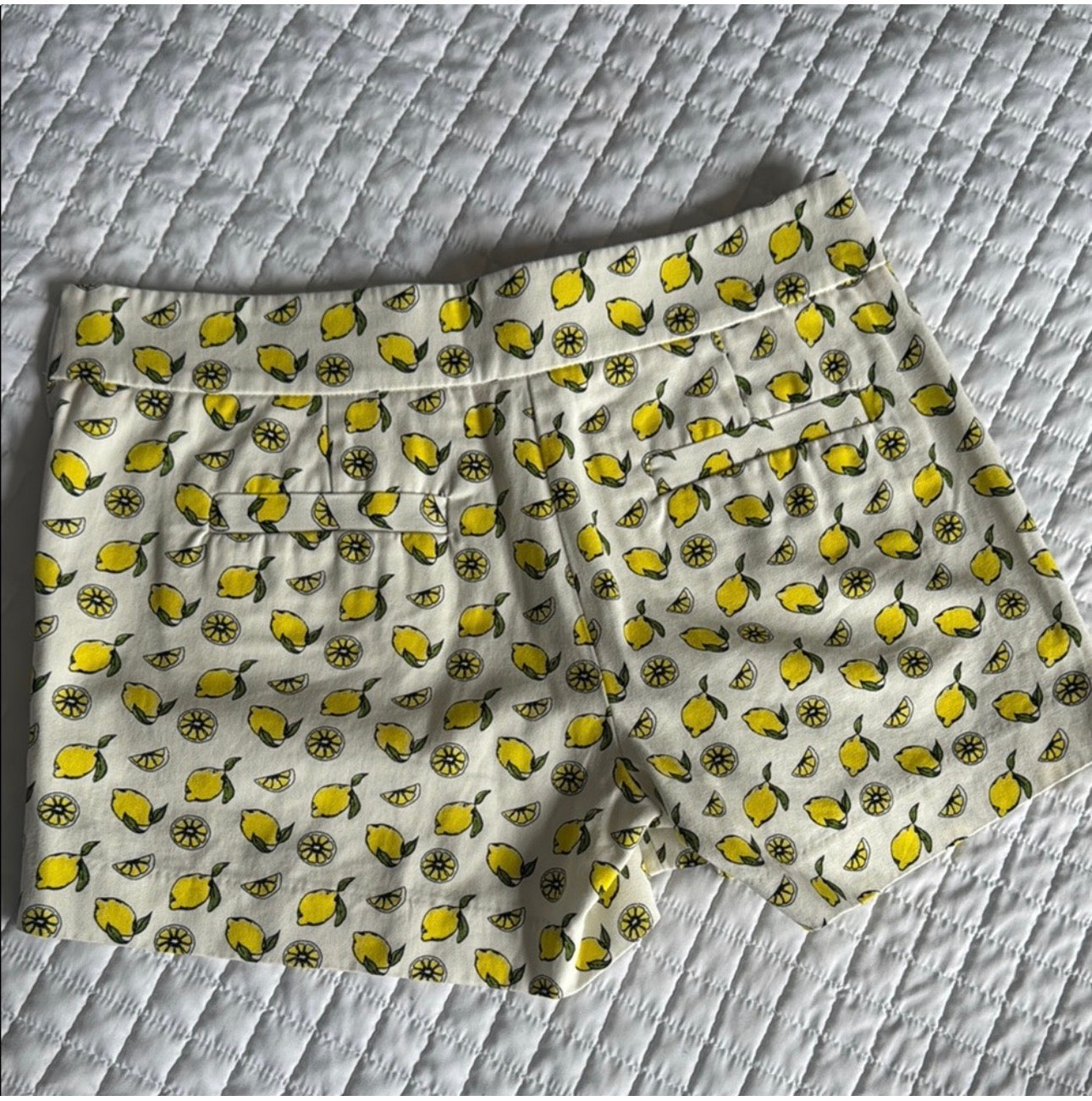J. Crew High Waist Lemon Print Shorts - Yellow and Cream