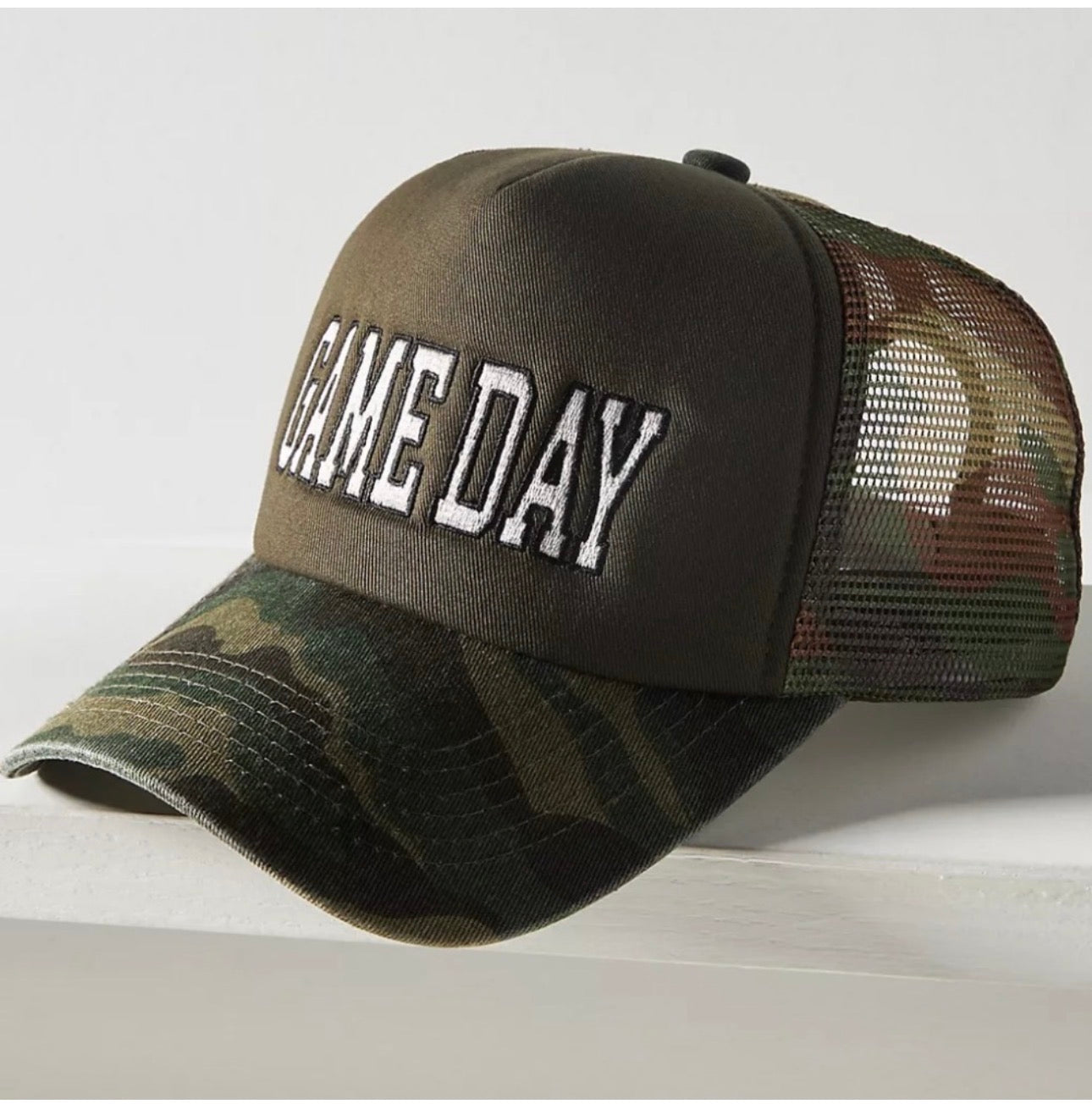 GAME DAY Camouflage Trucker Hat- Olive