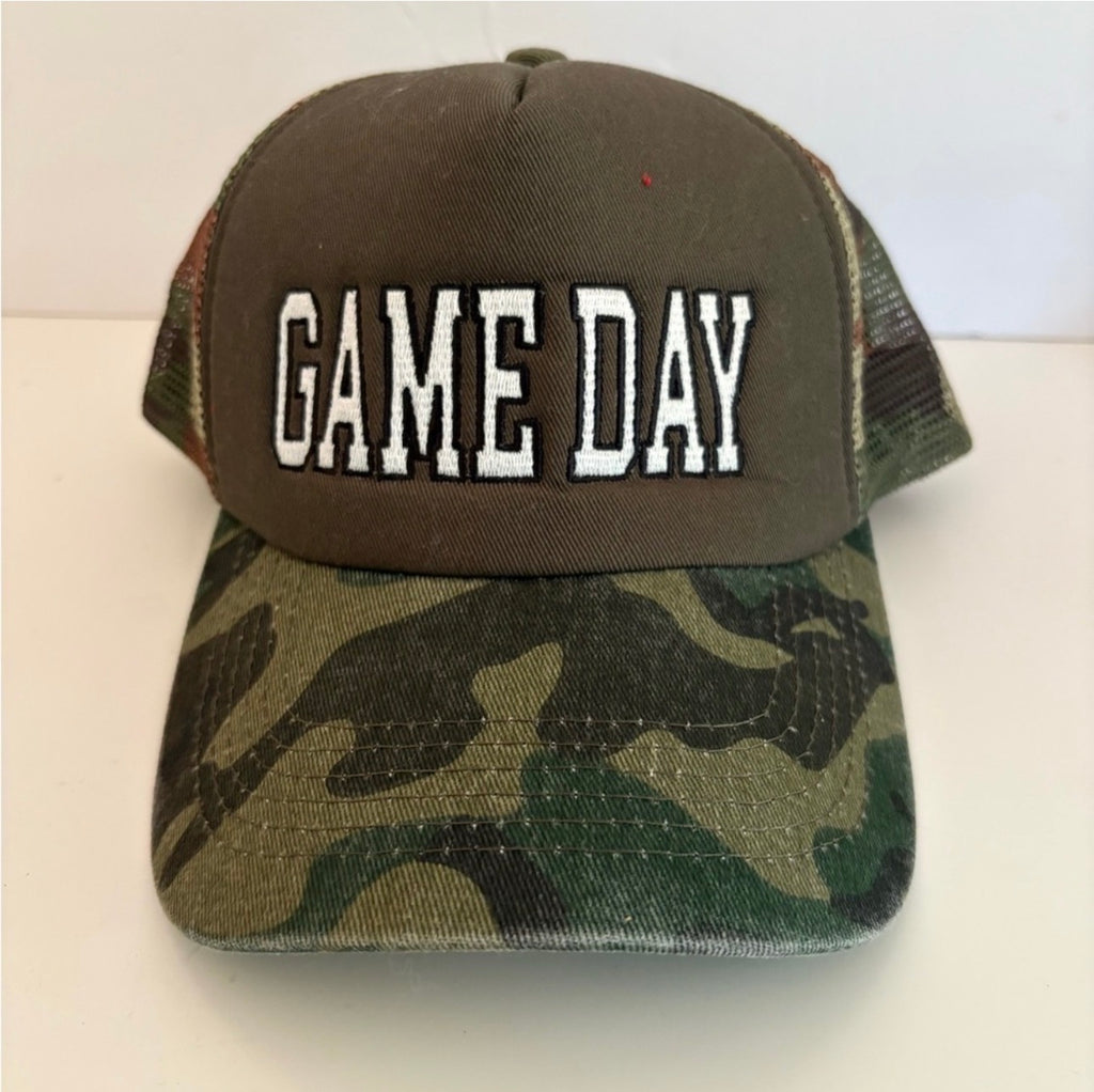 GAME DAY Camouflage Trucker Hat- Olive