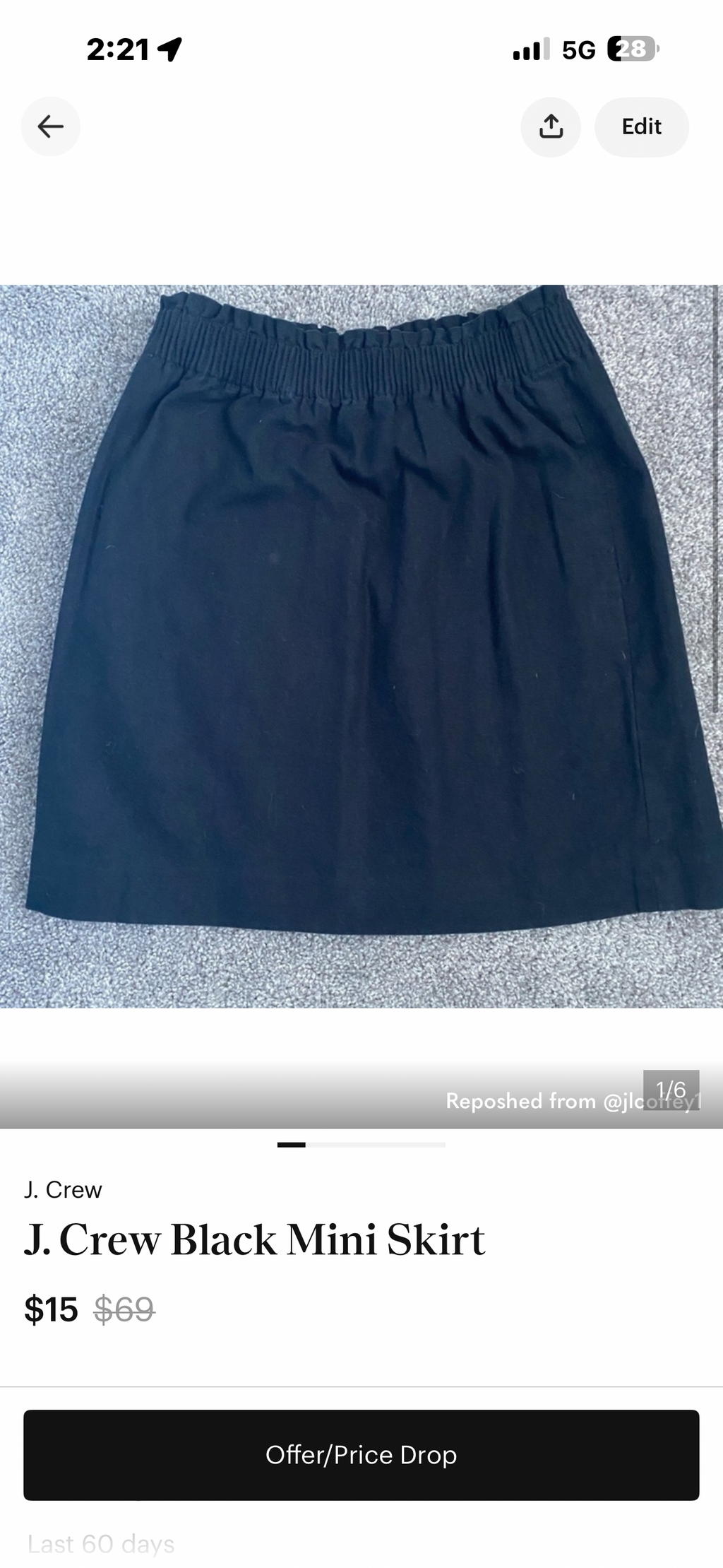 J. Crew Black Mini Skirt