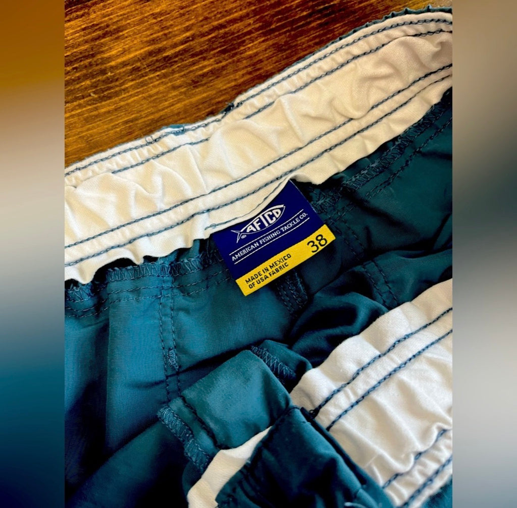 AFTCO Teal Blue Men's Cargo Fishing Shorts Size 38