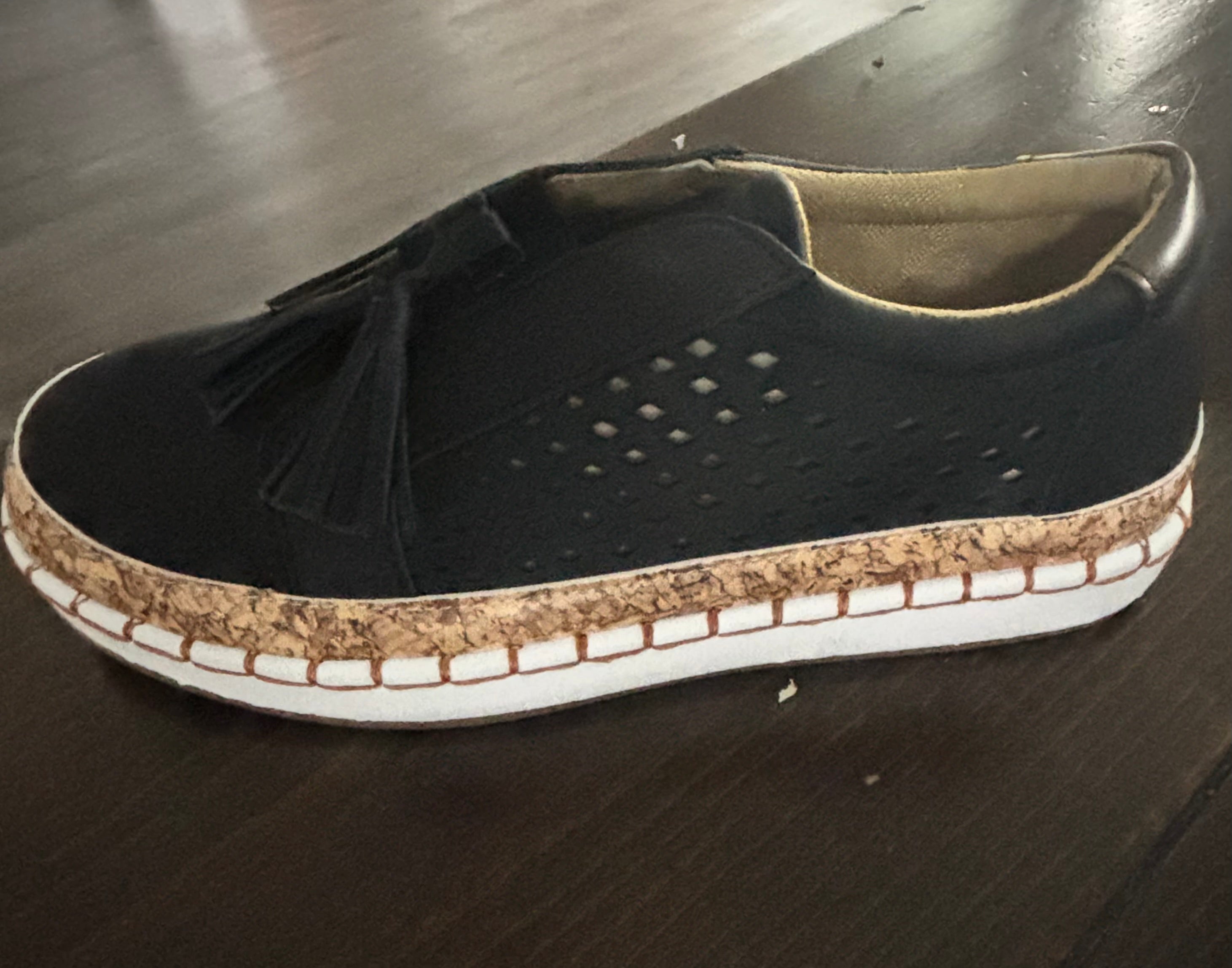 Black tassel espadrille sneakers