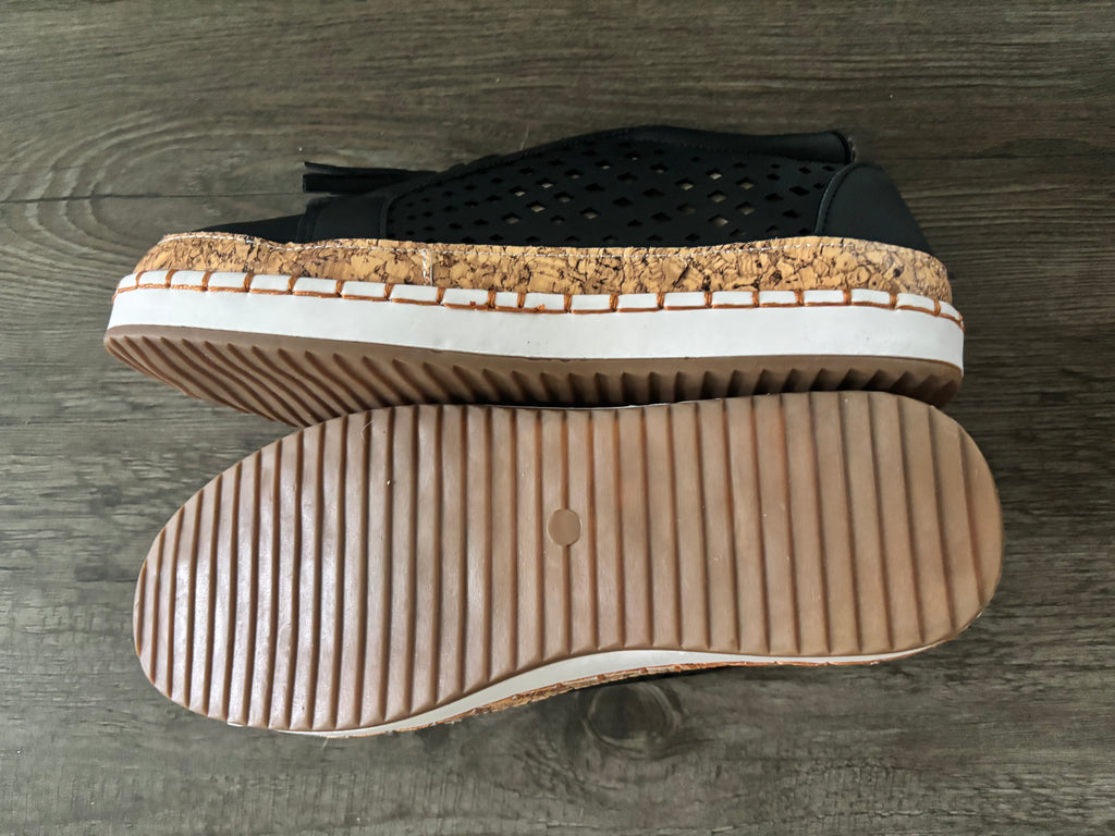 Black tassel espadrille sneakers